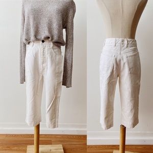 VINTAGE 90s Talbots High Rise White Denim Clam Digger Capris Womens 26”